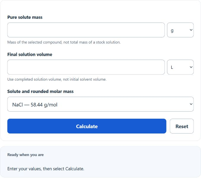 weight to molarity Converter screenshot