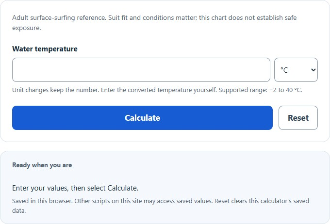 Wetsuit Thickness Calculator screenshot